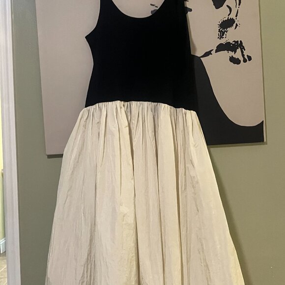 Women's Sleeveless Contrasting Knit Ankle Dress - Future Collective Black/Cream - Picture 2 of 2